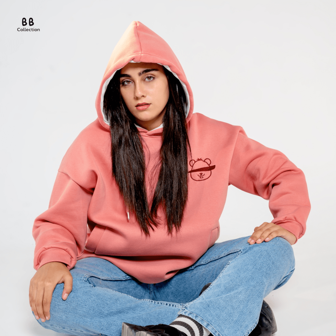 Pink Blinded Bear Hoodie - designed - Peaco