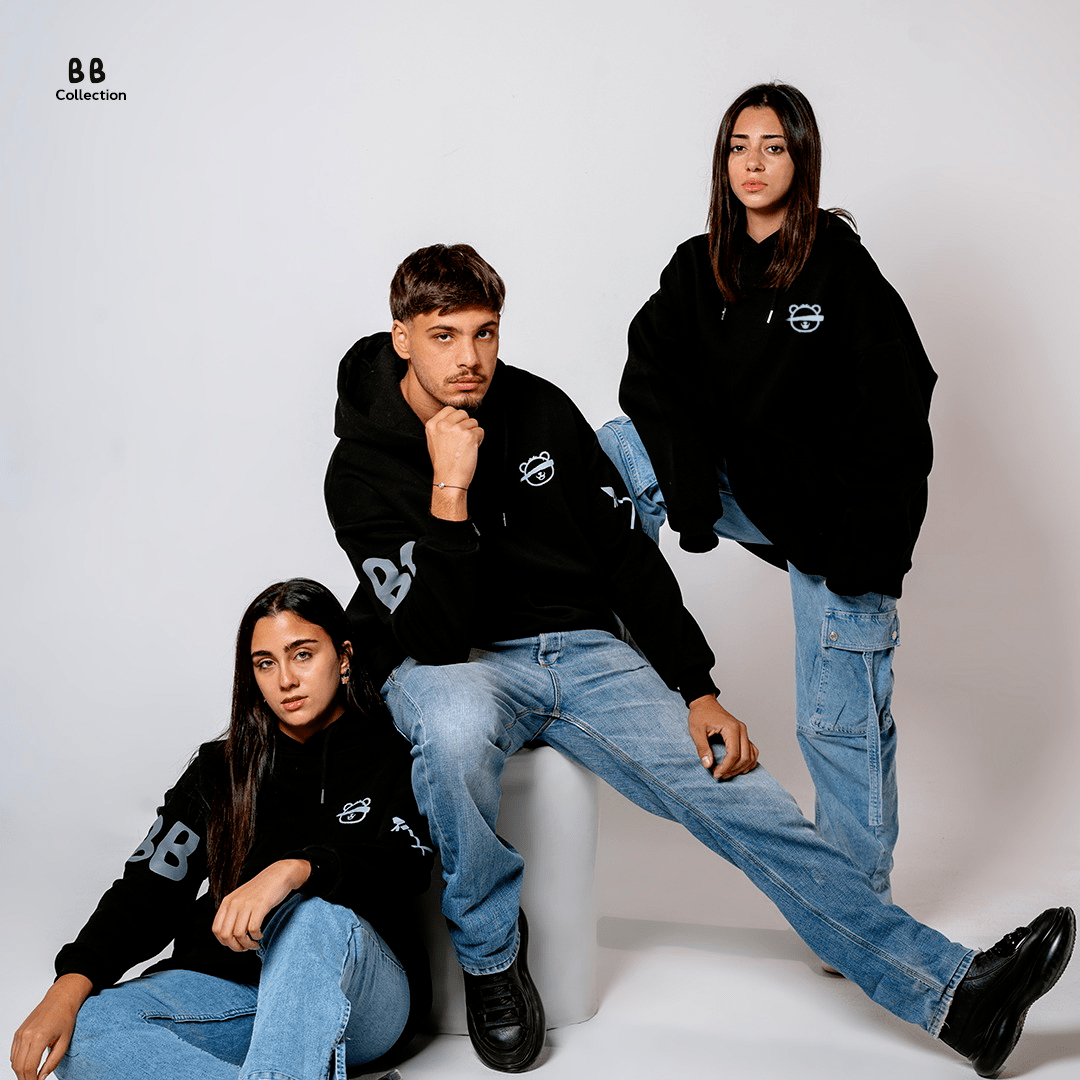 Black Blinded Bear Hoodie - designed - Peaco