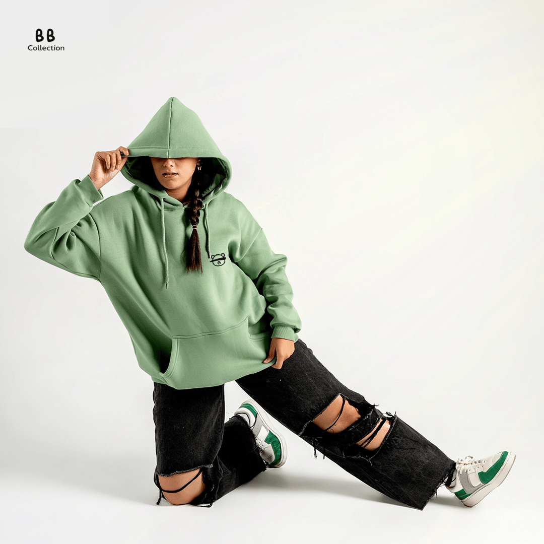Mint Blinded Bear Hoodie - designed - Peaco