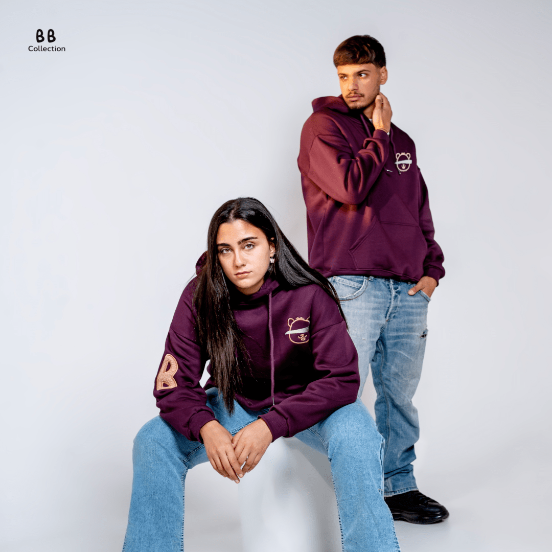 Burgundy Blinded Bear Hoodie - designed - Peaco