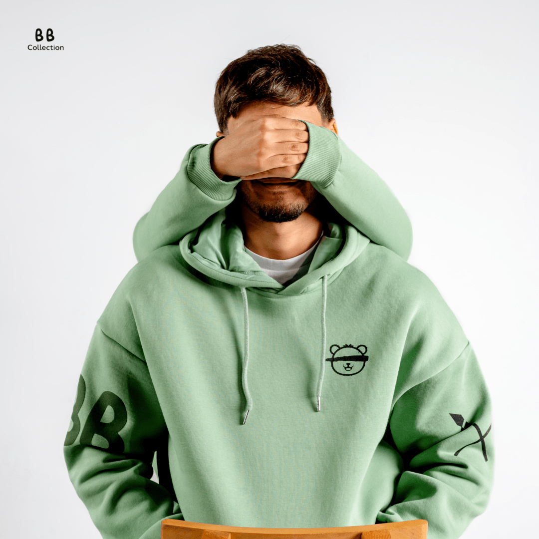 Mint Blinded Bear Hoodie - designed - Peaco