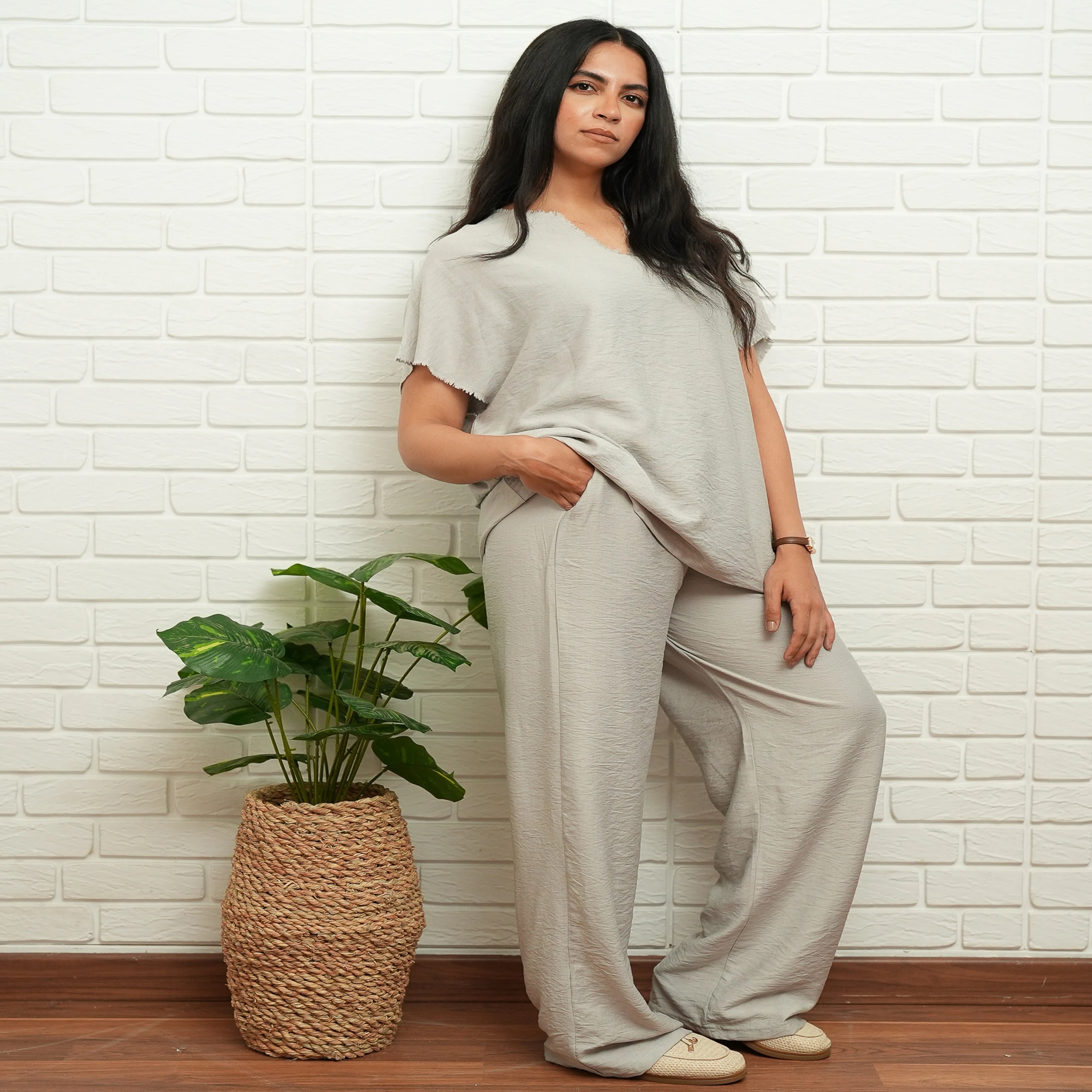 Grey Unisex Linen Set - Peaco