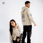 Beige Blinded Bear Hoodie - designed - Peaco