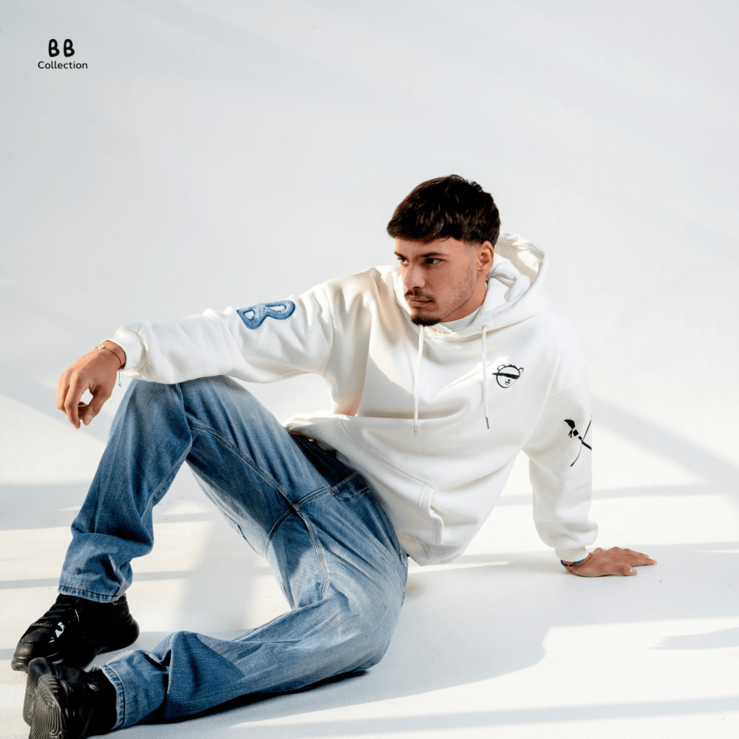 White Blinded Bear Hoodie - designed - Peaco