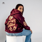 Burgundy Blinded Bear Hoodie - designed - Peaco