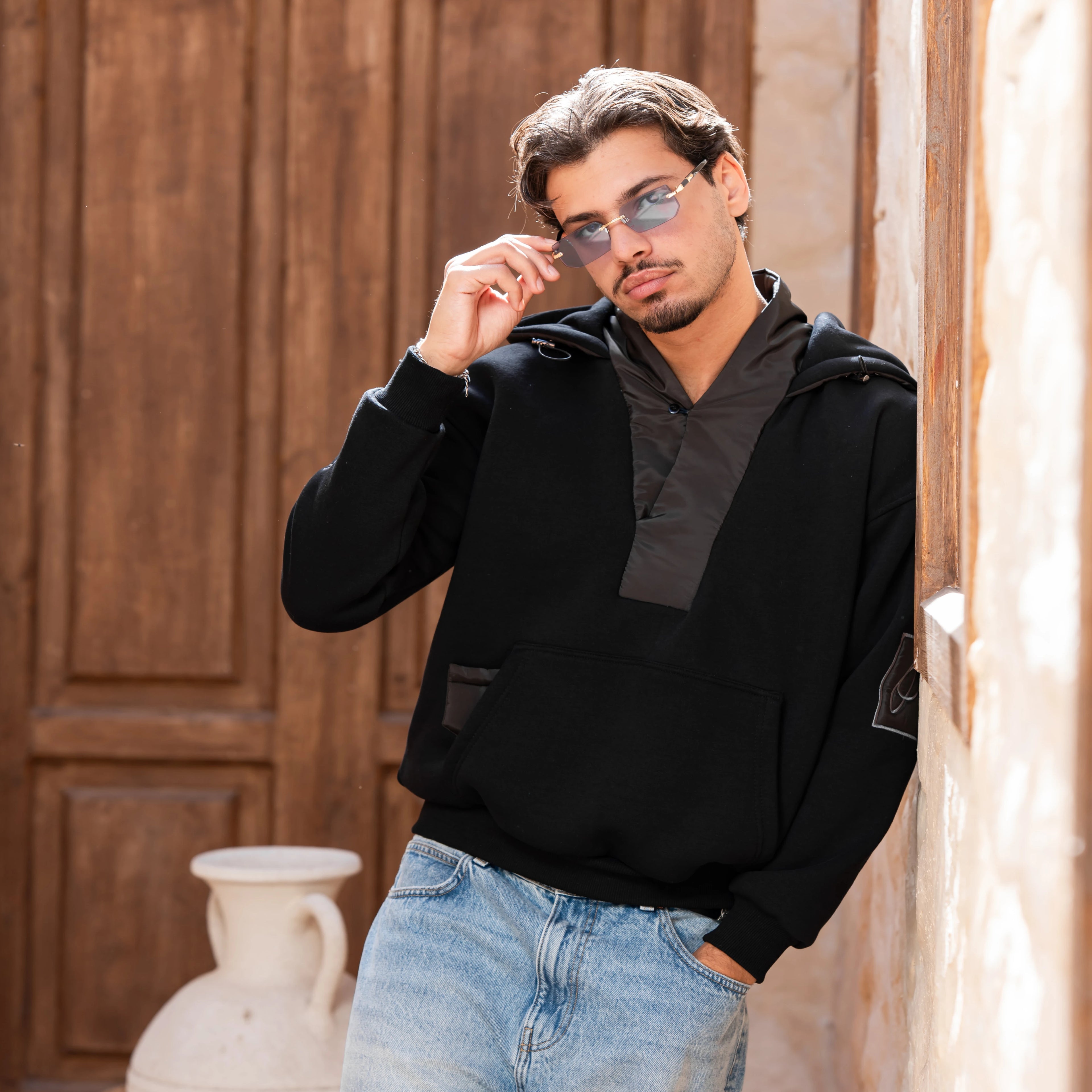 Black Melton - Waterproof Hoodie - Peaco