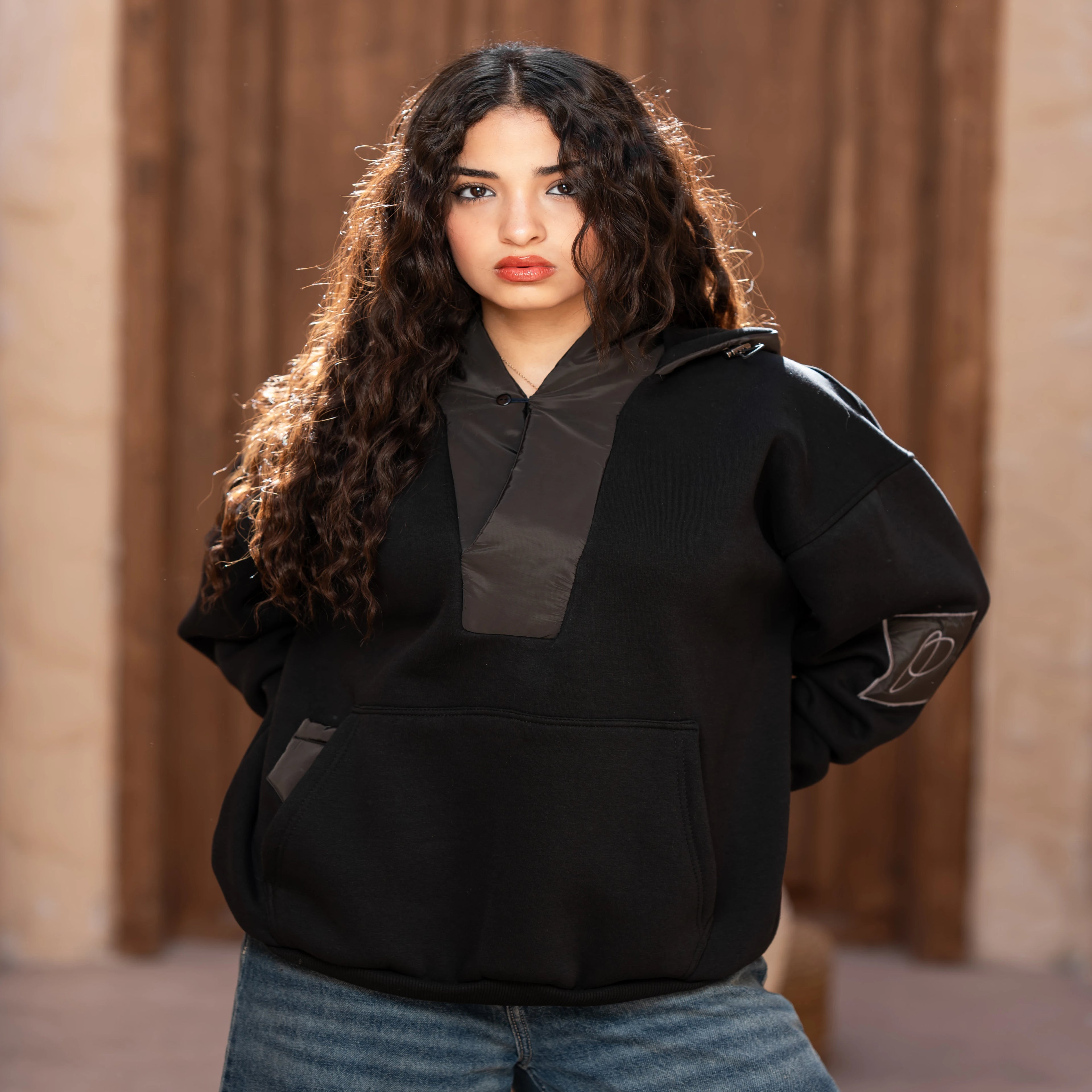 Black Melton - Waterproof Hoodie - Peaco