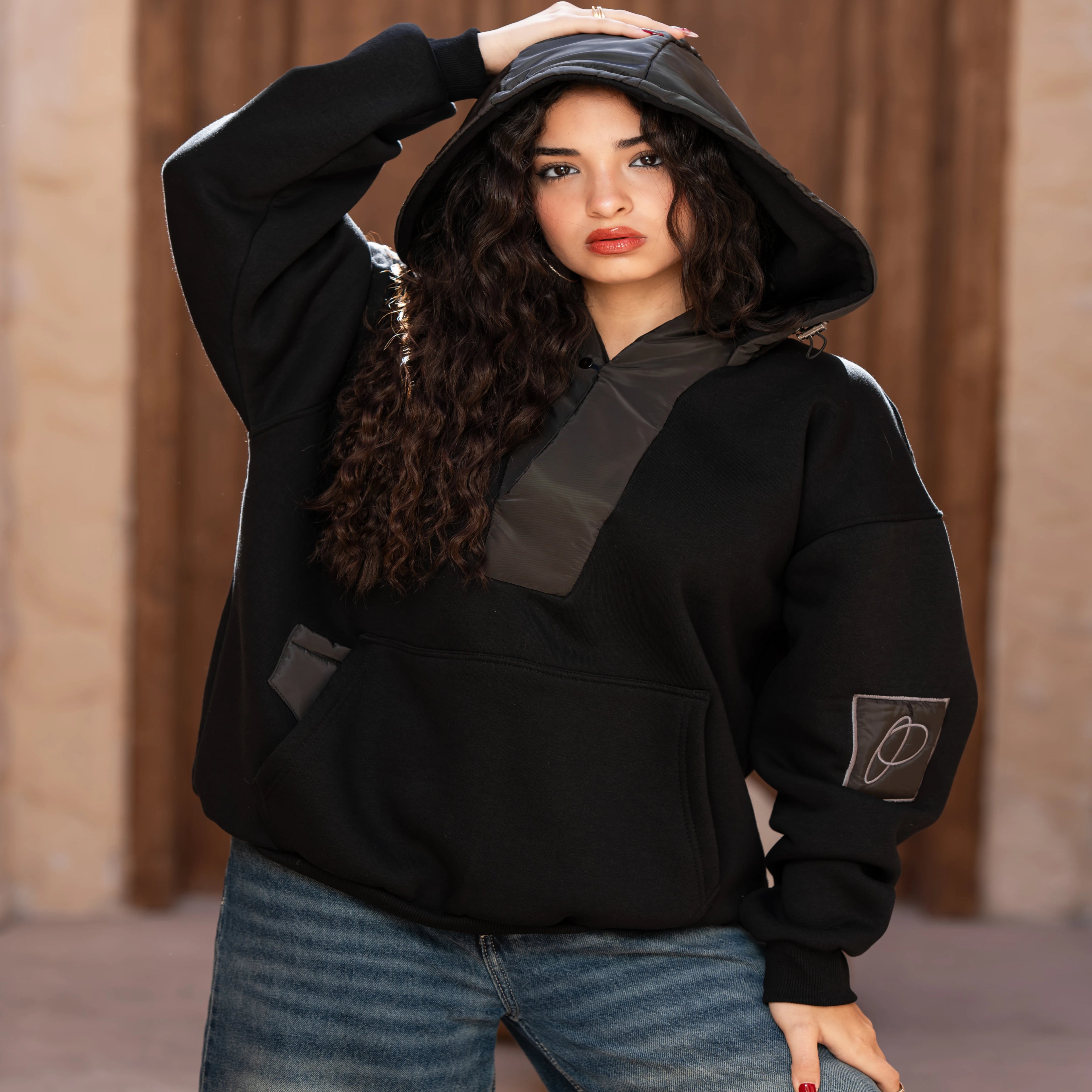 Black Melton - Waterproof Hoodie - Peaco