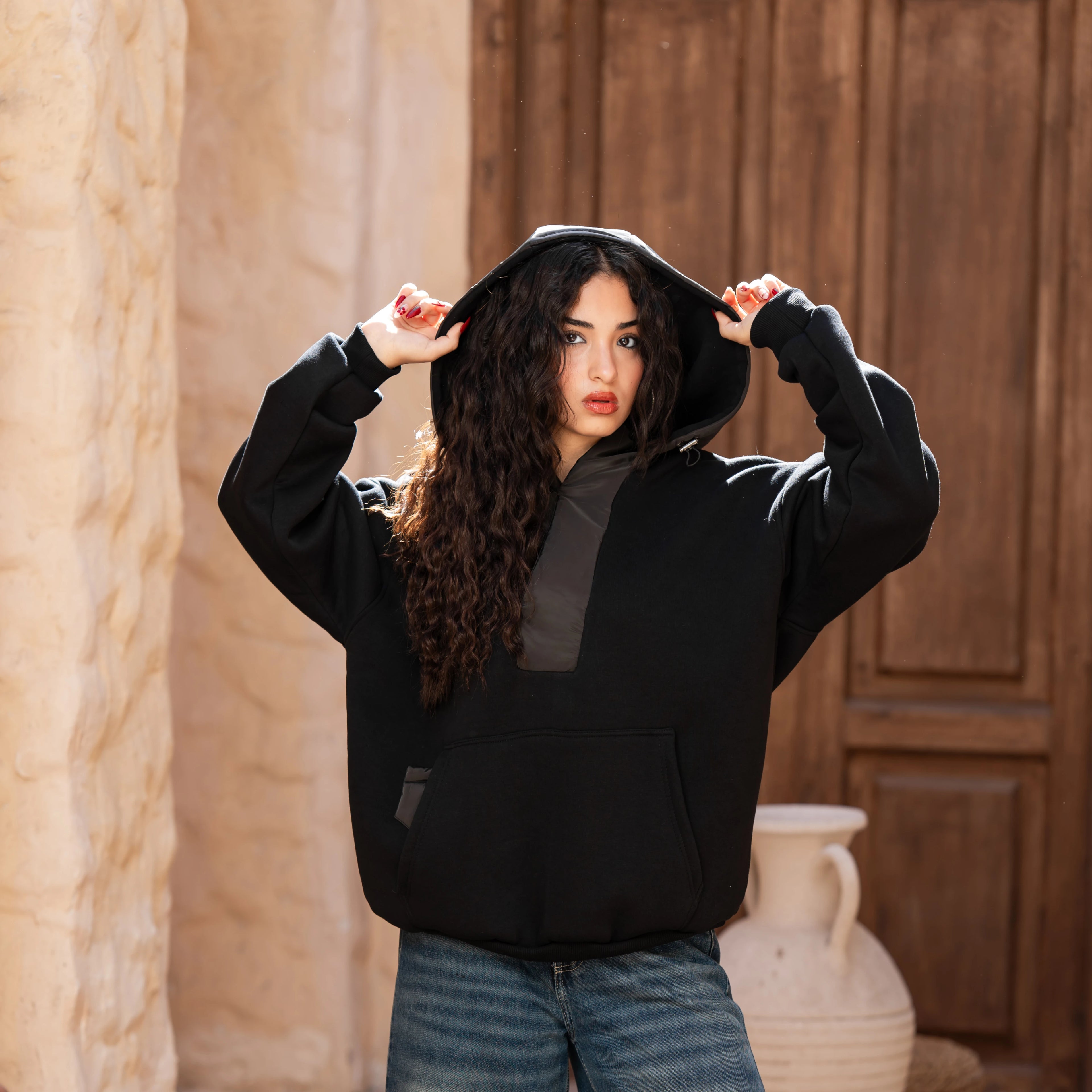 Black Melton - Waterproof Hoodie - Peaco