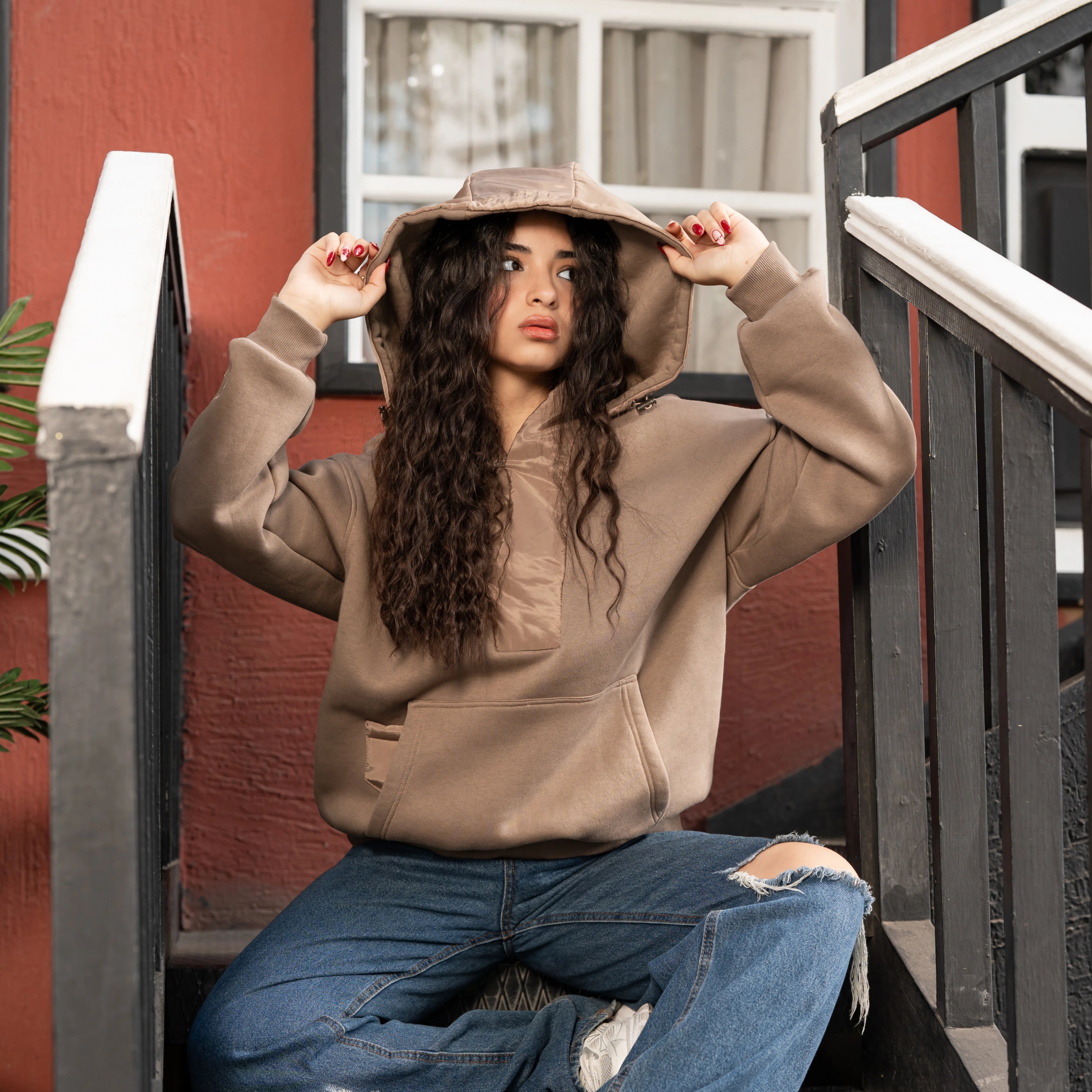 Beige Melton - Waterproof Hoodie - Peaco