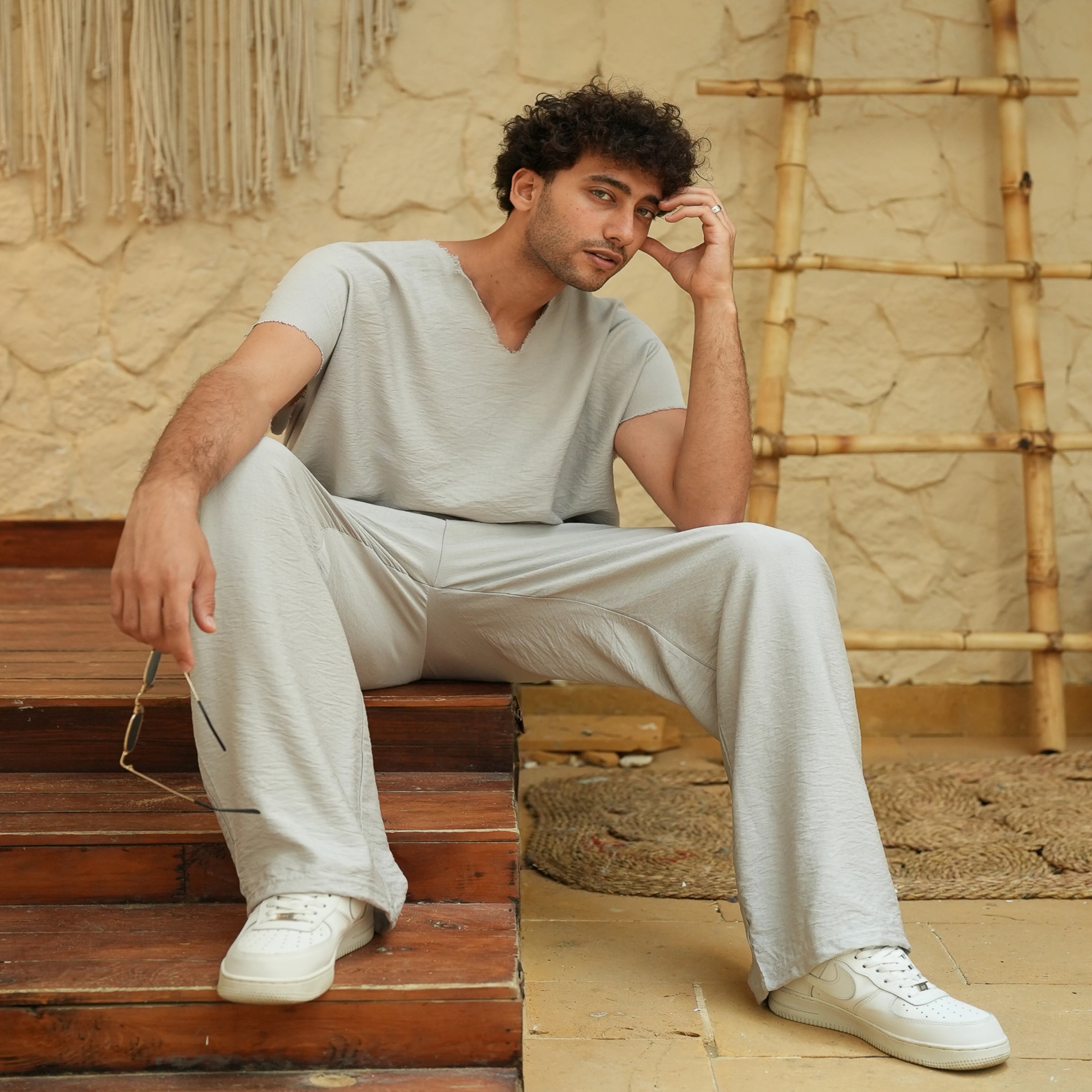 Grey Unisex Linen Set - Peaco