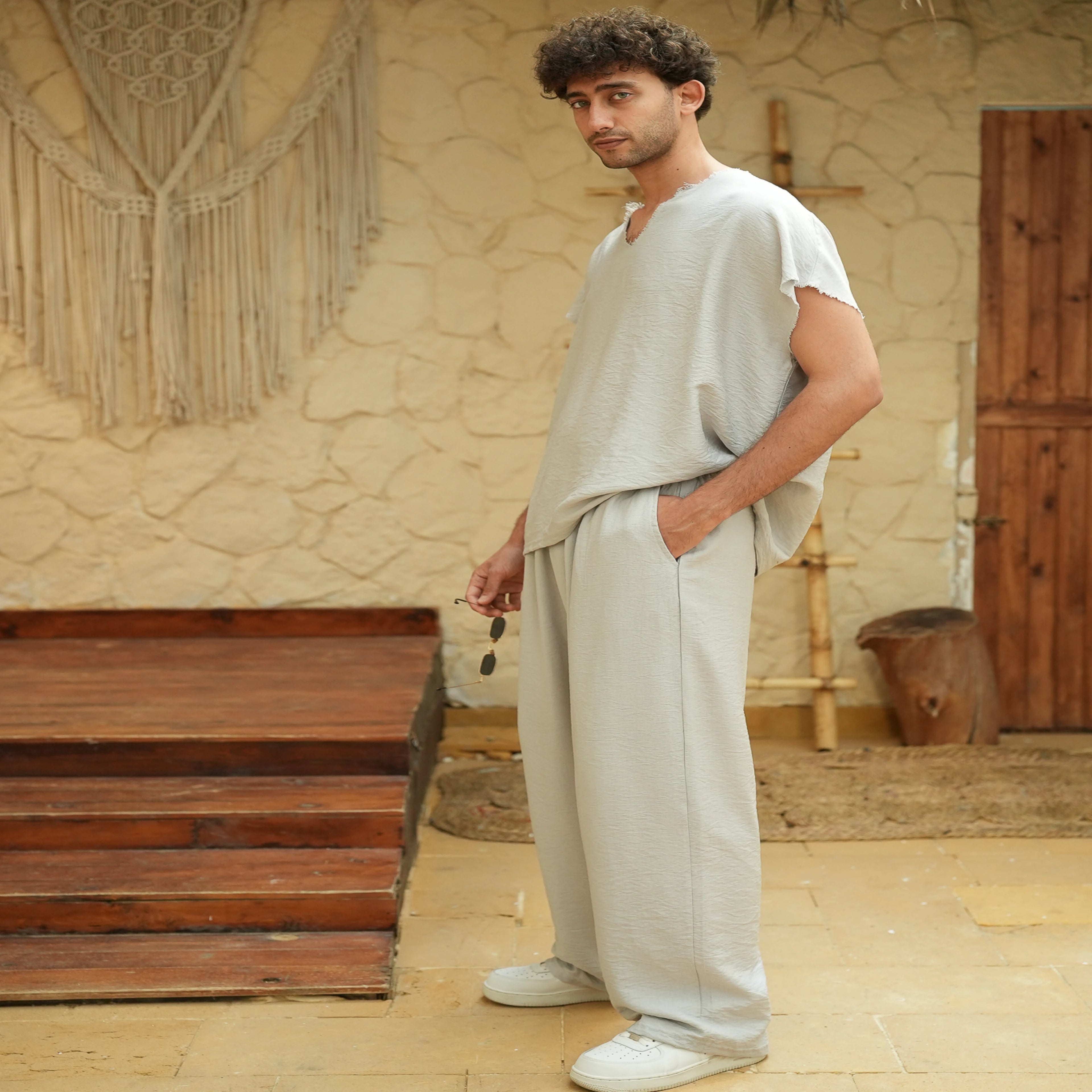 Grey Unisex Linen Set - Peaco