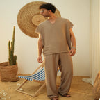 Beige Unisex Linen Set - Peaco