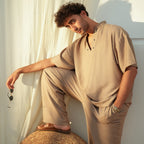 Beige Man Linen T-shirt - Peaco