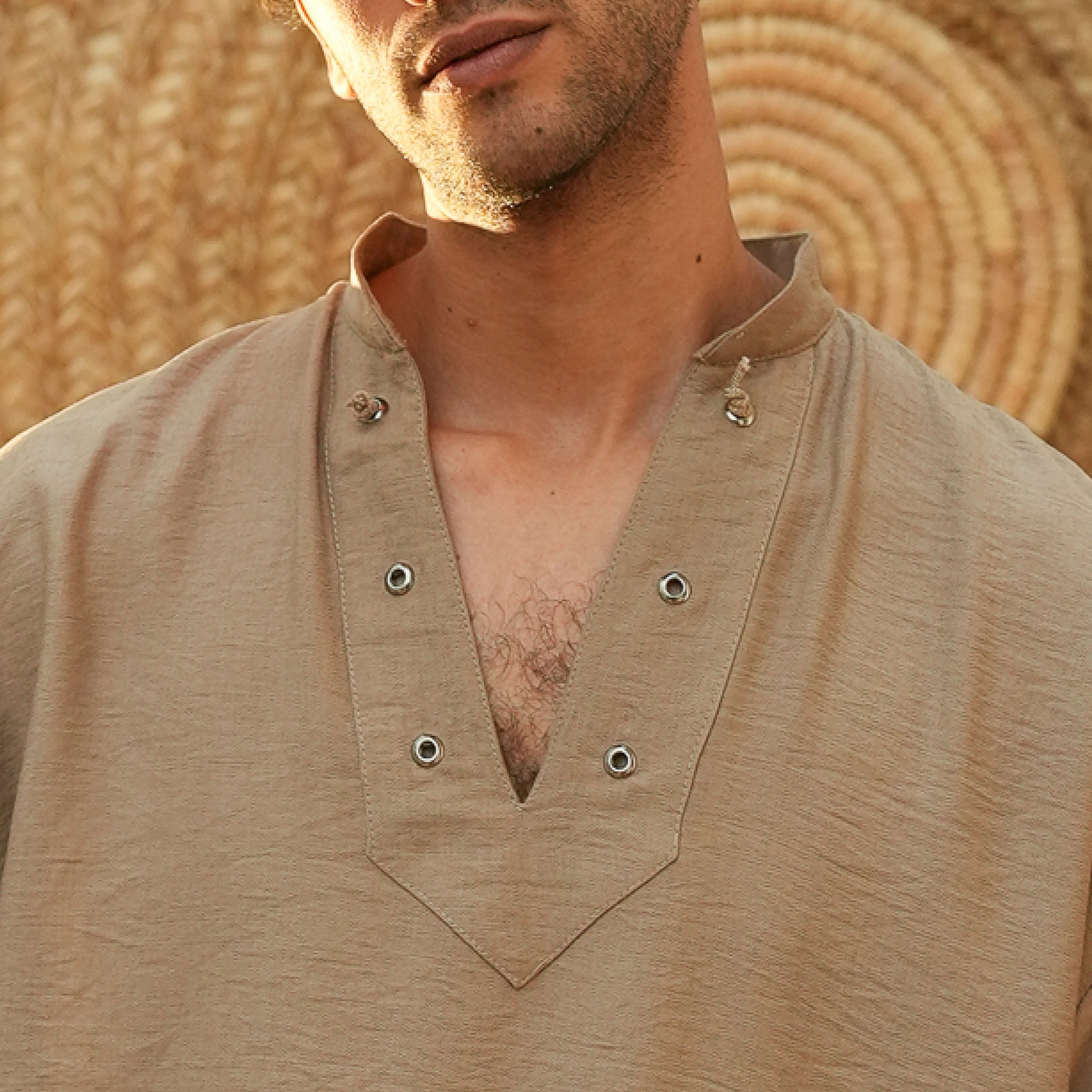 Beige Man Linen T-shirt - Peaco