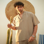 Beige Man Linen T-shirt - Peaco