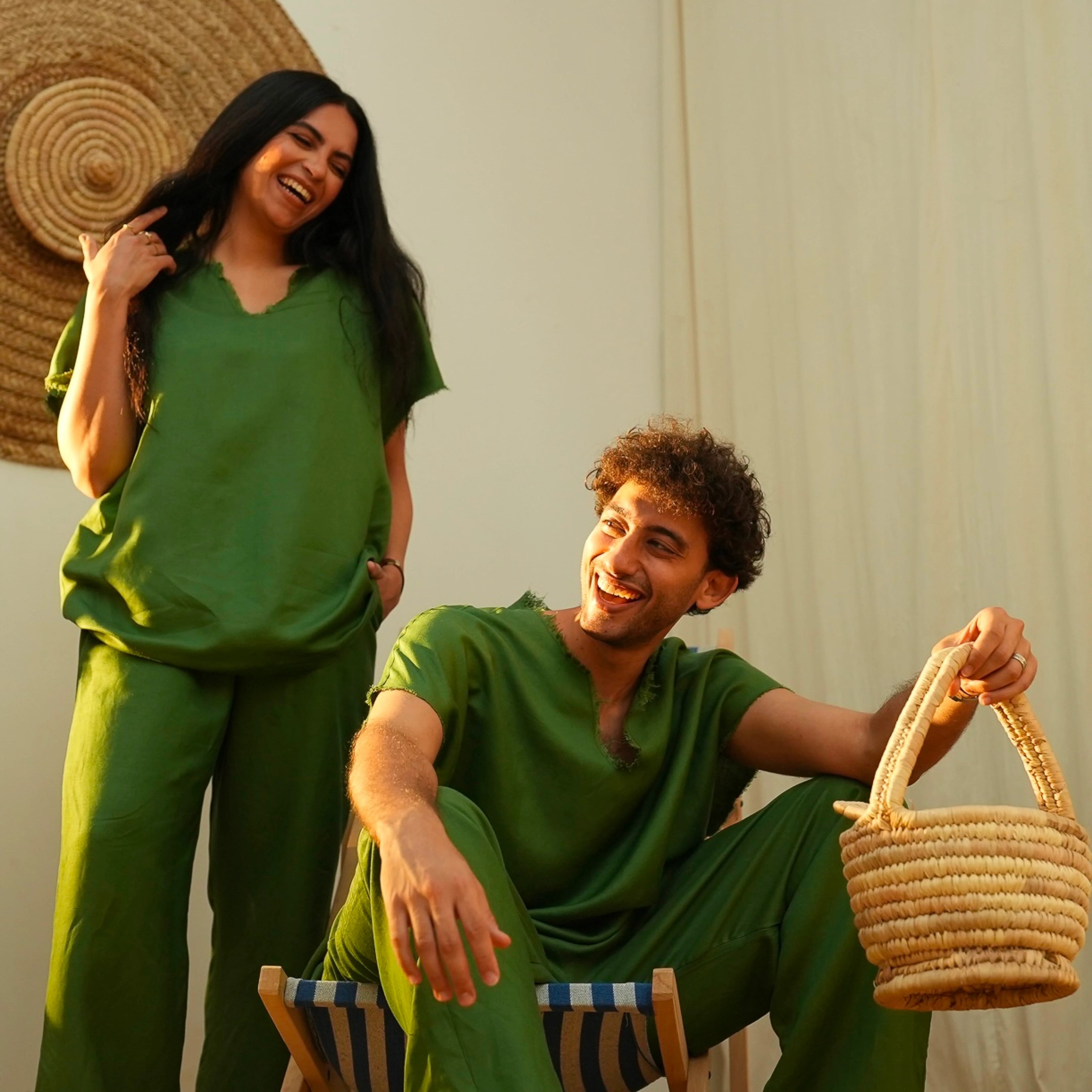 Green Unisex Linen Set - Peaco