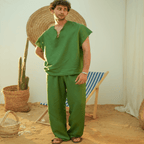 Green Unisex Linen Set - Peaco