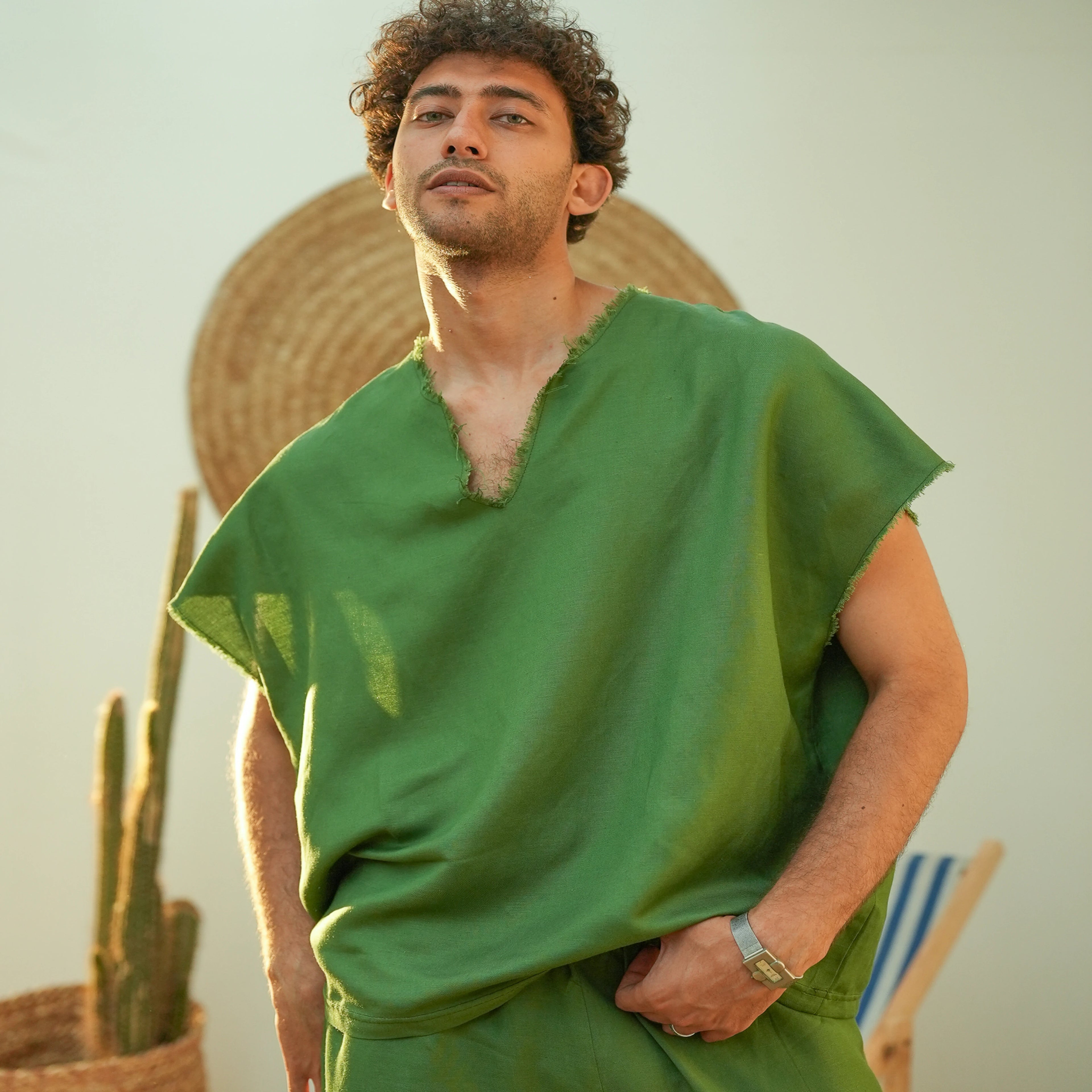 Green Unisex Linen Set - Peaco