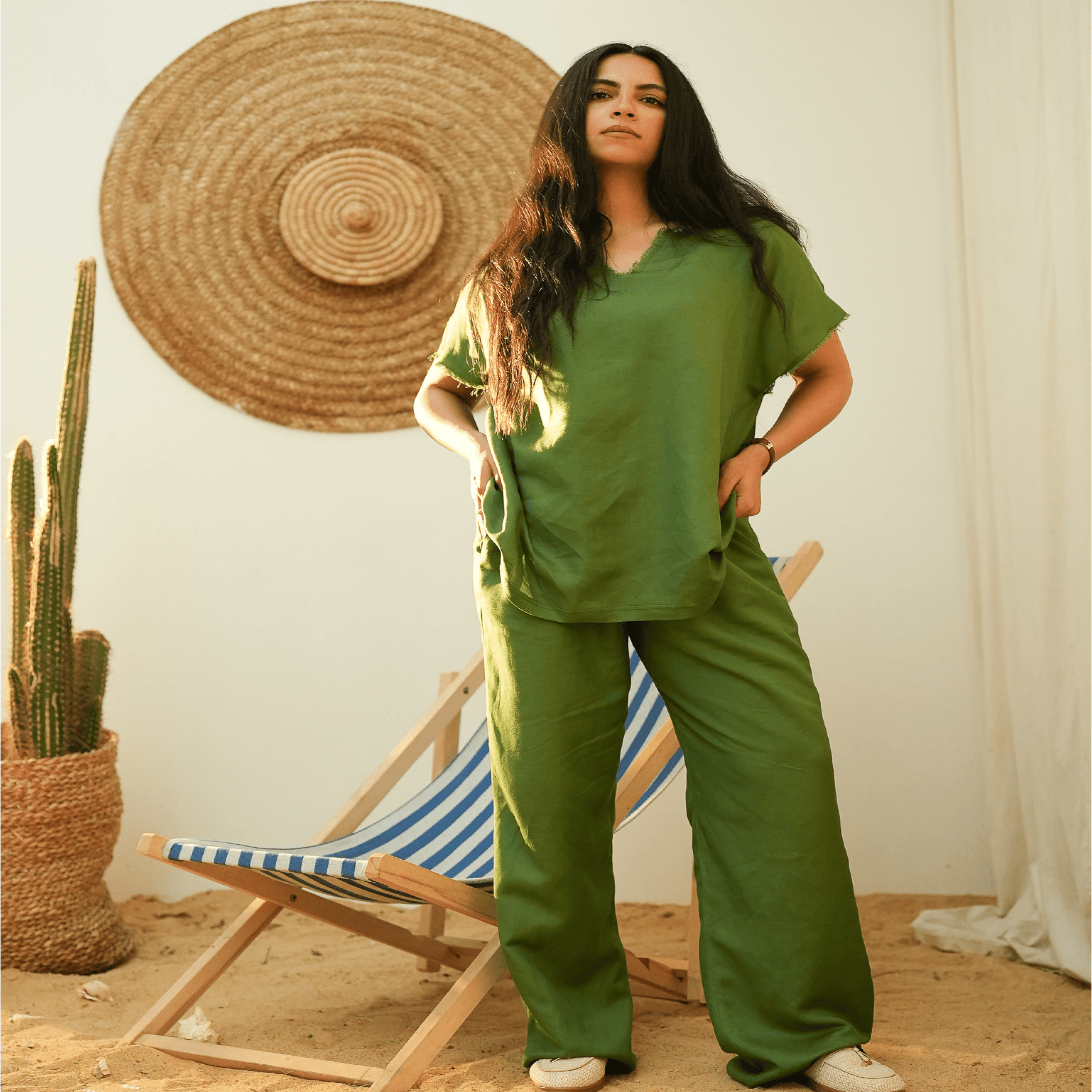 Green Unisex Linen Set - Peaco