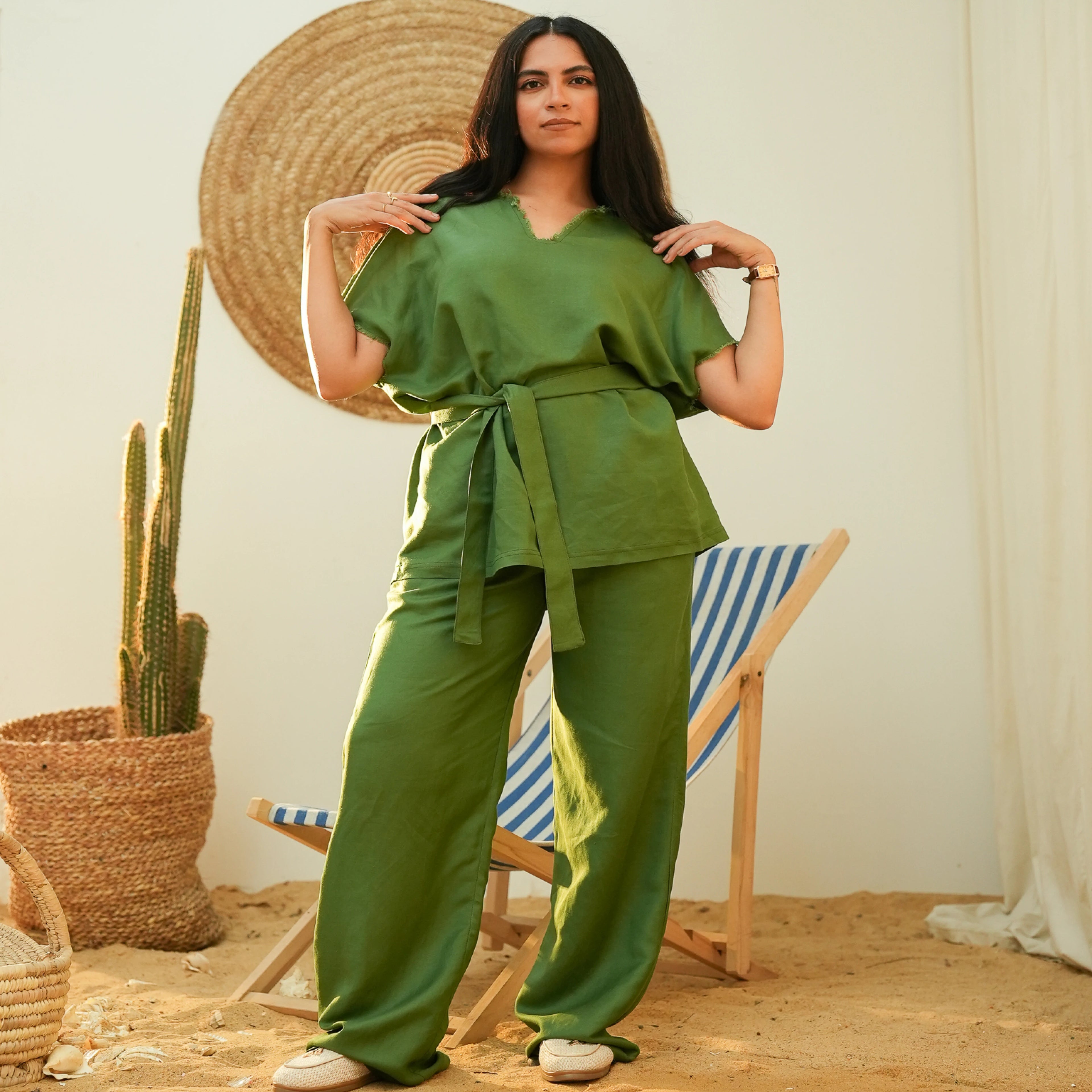 Green Unisex Linen Set - Peaco
