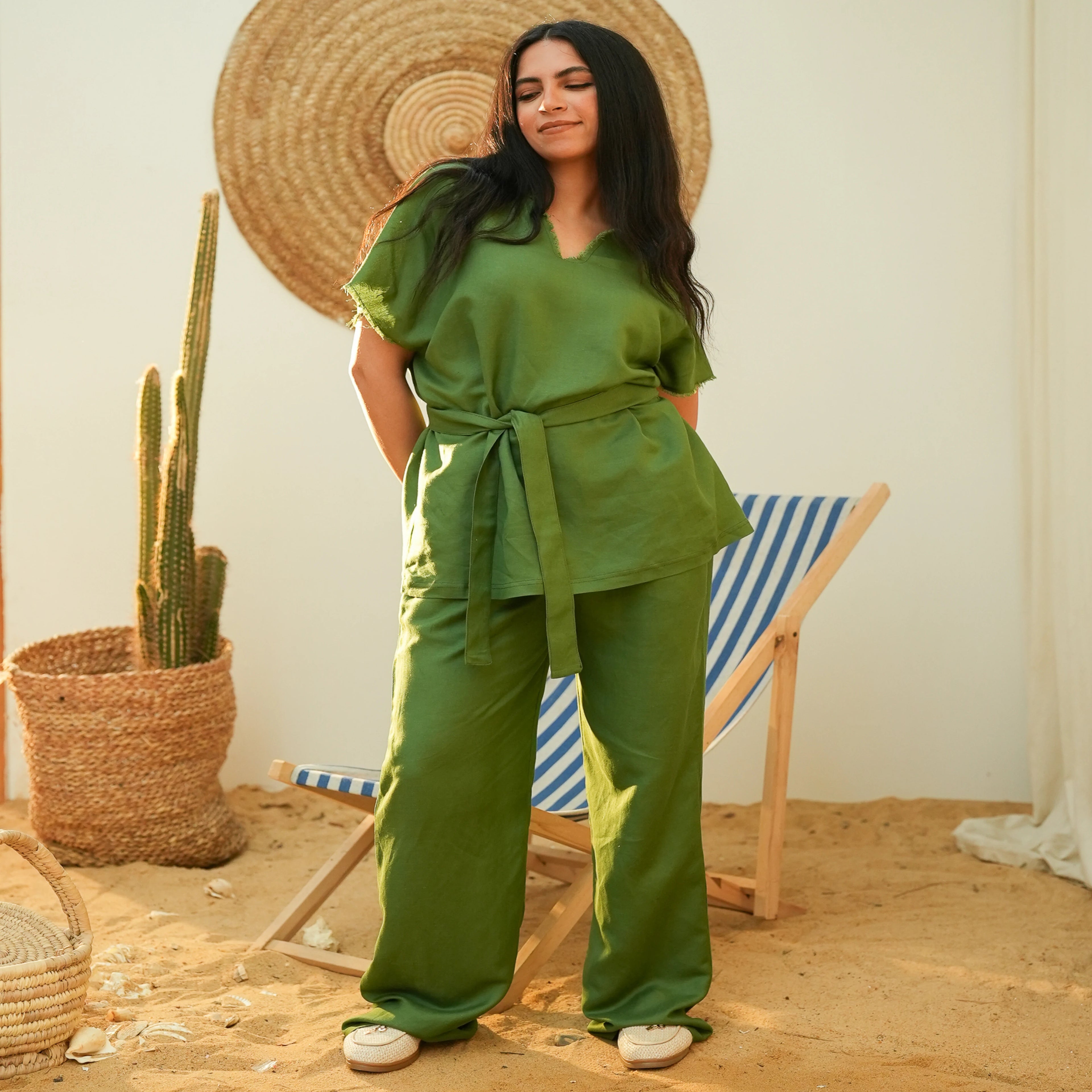 Green Unisex Linen Set - Peaco