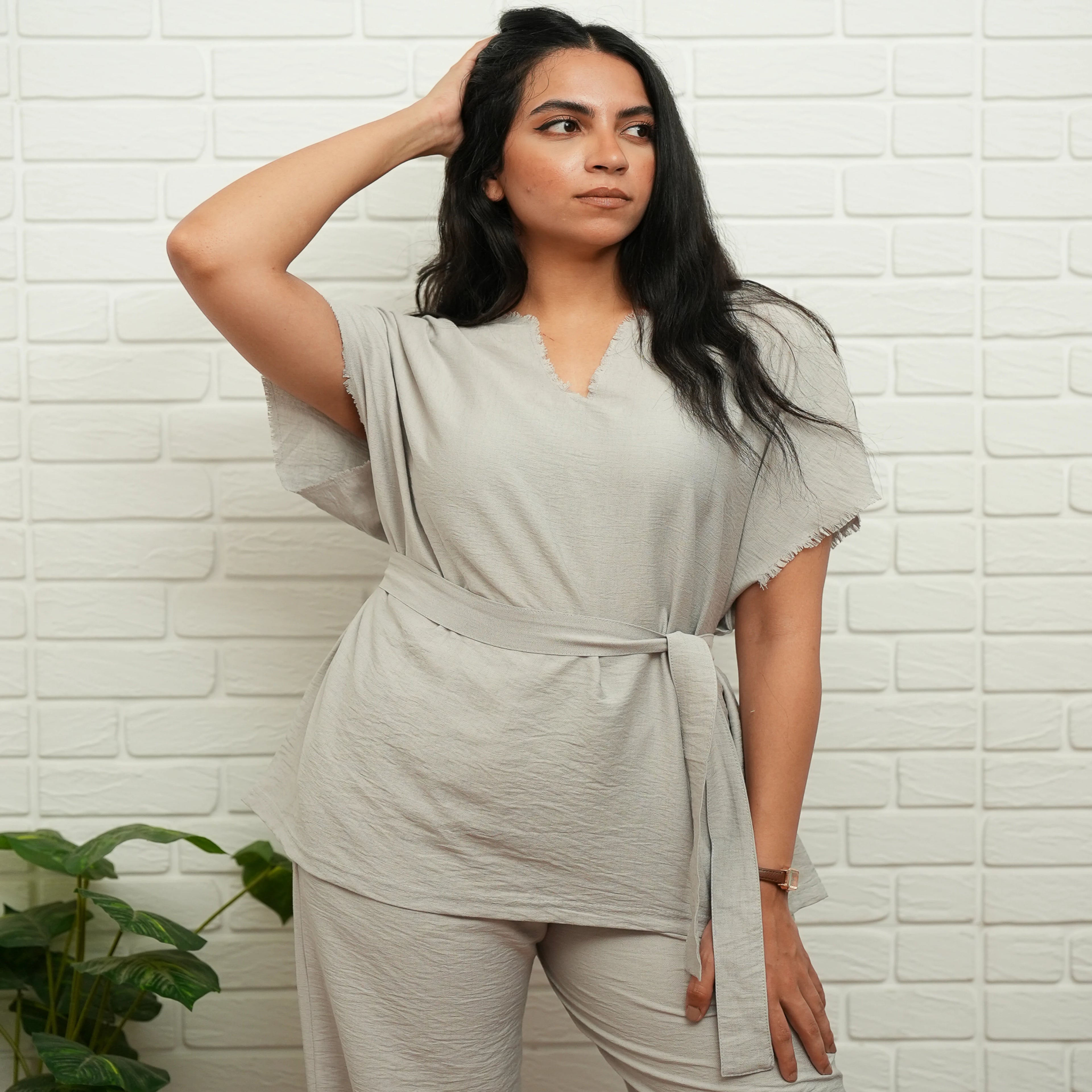 Grey Unisex Linen Set - Peaco