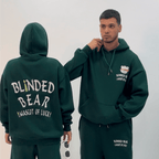 Green Blinded Bear Hoodie - designed - Peaco