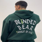 Green Blinded Bear Hoodie - designed - Peaco